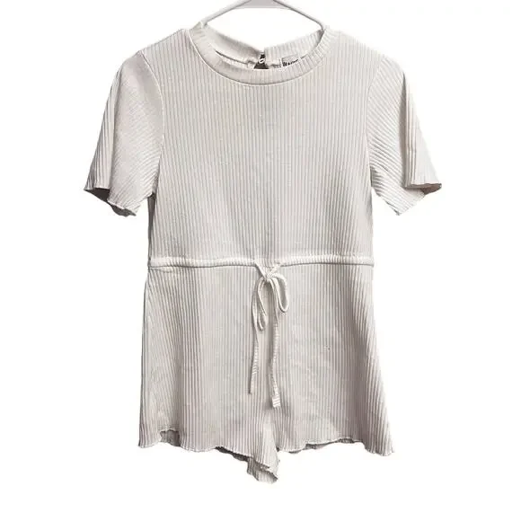 Princess Polly Aiken Soft Ribbed Short Sleeve Front Tie Romper Size 4 - Picture 6 of 14